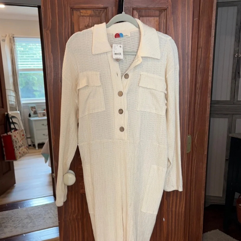 NWT Free People pants jumpsuit Cream Button-Up - Picture 2 of 7